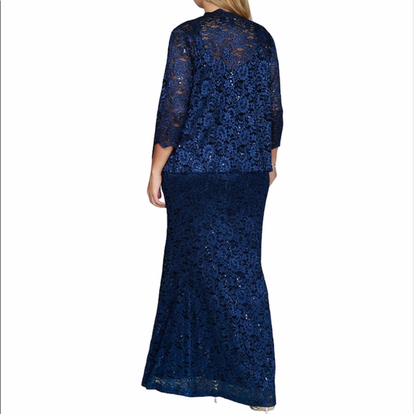 R&M Richards Formal Jacket Lace Long Dress Set NEW - Picture 5 of 16